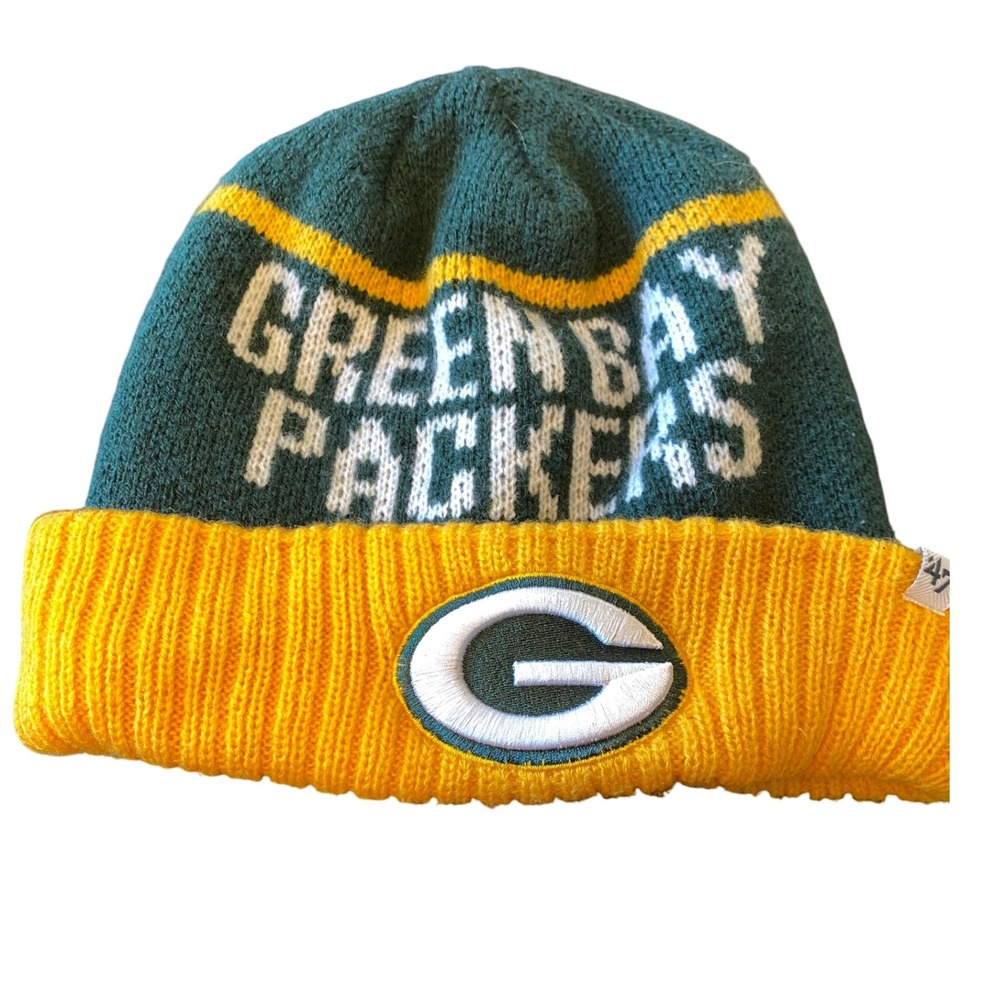 47 Brand Green Bay Packers Knit Beanie Hat‎ Cuff Logo NFL Football